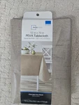 Mainstays Peva Reusable Tan Tablecloth. Fixed Price $10.00.