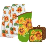 5 Piece Sunflower Theme Kitchen Oven Mitt Pot Holder Towels Set Home Cor. Fixed Price $15.19.