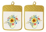 Sunflower Daisy Vase Flowers Pot Holders Oven Mitts Hot Pad Linen Towel DZ422DPH. Fixed Price $16.99.
