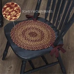 Burgundy Tan Chair Pad 15" Set Of 6 Primitive Country Rustic Farmhouse Vhc. Fixed Price $79.95.