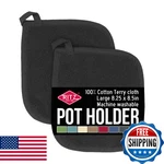 Ritz Terry Potholder & Hot Pad 2-PACK Heat Resistant Cotton Black. Fixed Price $14.05.
