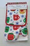 3PC Kitchen Set: Pot Holder Towel Oven Mitt Christmas Holiday. Fixed Price $9.49.