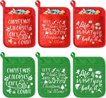 6 Pieces Christmas Potholders With Pocket Kitchen Hot Pad Oven Mitts F. Fixed Price $18.87.