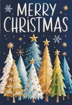 Christmas Garden Flag Folk Art Gold & Blue Trees Double Sided Burlap 12"X18". Fixed Price $11.99.
