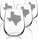 Texas State Outline Stemless Wine Glasses - Set Of 4 17 Ounce. Fixed Price $121.99.