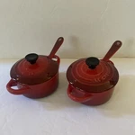 Cerise Red Le Creuset Condiment Pots With Spoons Of 2 New. Fixed Price $128.00.