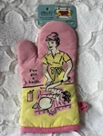 Blue Q Pink Yellow Cotton Oven Mitt Retro Kitchen Novelty Pictorial Design. Fixed Price $15.00.