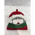 Christmas Cat Santa Hat Hot Pad Potholder Red Green Grey Holiday Kitchen Decor. Fixed Price $9.99.