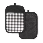Gingham Matte Black 7 In. X 10 Cotton Pot Holder Set (2-PACK). Fixed Price $18.00.