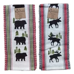 Set Of 2 Moose & Bear Simple Living Lodge Kitchen Tea Towel By Kay Dee Designs. Fixed Price $17.97.