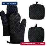 Oven Mitts And Pan 4-PIECE Set, Extended Kitchen Racks,. Fixed Price $14.61.