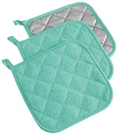Dii Basic Terry Collection Quilted 100% Cotton, Potholder, Aqua, 3 Piece. Fixed Price $12.39.