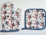 Patriotic American Flag Stars Deluxe Kitchen Set Oven Mitten Pot Holder Usa 250. Fixed Price $11.80.
