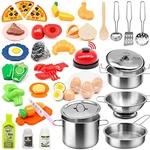 Kids Pretend Play Kitchen Accessories Set, 38PCS Stainless Steel Pots Pa.... Fixed Price $31.07.