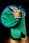 Fiesta Oven Mitt & Pot Holder Turquoise 100% Cotton Nwt. Fixed Price $11.80.