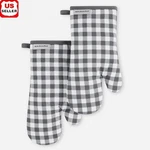 Heat Resistant Cotton Gingham Oven Mitts Set Of 2 Kitchen Cooking Gloves W/ Loop. Fixed Price $36.49.