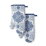 Martha Stewart Strie Medallion Oven Mitt 2 Pack Set Navy Blue 7X13. Fixed Price $18.87.