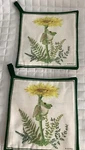 Brand New Alice's Cottage Pot Holders, Set Of 2, Frog Theme Made In Usa. Fixed Price $10.00.