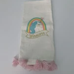 Unicorn Wineacorn Pattern With Tassles Cotton Tea Towel Kitchen. Fixed Price $10.80.