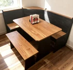 Corner Breakfast Nook Dining Set L-shape Kitchen Table Bench Chairs Space Saving. Fixed Price $399.99.
