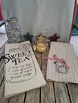 Mason Jar Tea Towels, Scented Candle, Faux Drink Decor & Wood Stars #4336L510. Fixed Price $17.40.
