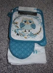 Mainstays 7 Pc Turquoise Blue Owl Kitchen Set New. Fixed Price $19.99.
