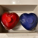 Le Creuset Of 2 Ramekins Amour Blue & Red (used) French Oven Ceramic. Fixed Price $54.80.