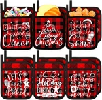 12 Christmas Pot Holders W/ Pockets, Red Black Oven Mitt Set, Gifts Kitchen Bulk. Fixed Price $33.99.