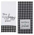 2 Piece Black And White Farmhouse Towel Set, Happy Place & Homemade. Fixed Price $13.99.