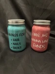 New Girls Shabby Chic Coin Savings Glass Jar Slotted Lid Funds Set Of 2. Fixed Price $11.29.