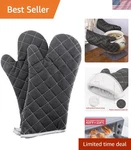 Durable Fireproof Oven Mitts - 425 Heat Resistant With Soft Lining For Grip. Fixed Price $23.99.
