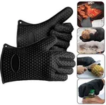 Set Of Bbq Smoker Max Heat Resistant Grill Gloves Silicone Oven Mitts Washable. Fixed Price $5.99.