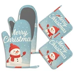 Cute Snowman Oven Mitts And Pot Holders Sets Of 4 Merry Christmas Snowflake H.... Fixed Price $32.36.