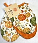 Martha Stewart Mini Oven Mitts (2) Orange Green Gold Pumpkins 100% Cotton Nwt. Fixed Price $18.99.