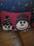 Chandler 4 Corners Laura Megroz Wool Latch Hook Rug Pillows Snowmen Set Of 2. Fixed Price $40.00.