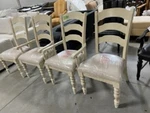 4 Hillsdale Furniture Pine Island Old White Ladder Back Side Arm Chair Set. Fixed Price $899.99.