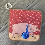 Vintage Stevens Linen Assoc. Potholder Oven Mitt Pigs Farm Country Kitchen. Fixed Price $11.99.