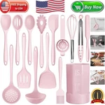Luxury Pink Silicone Kitchen Utensils Set Dishwasher Safe & Nonstick Friendly. Fixed Price $47.99.