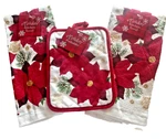Christmas Dish Towel Kitchen Potholder Red Poinsettia Winter Holiday Of 3. Fixed Price $18.32.