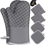 6-PIECE Grey Oven Mitts Pot Holders Towels 500 Heat-resistant Non-slip. Fixed Price $17.48.