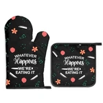 Gkodw Whatever Happens We Are Eating Oven Mitts And 11X6.7X1.6IN, Black. Fixed Price $21.42.