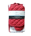 Mainstays 5 Piece Kitchen Set With Towels Jumbo Oven Mitt & Potholders Red New. Fixed Price $11.25.