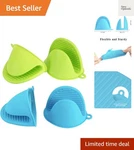 4PCS Silicone Oven Mitts Heat Resistant, Potholders For Kitchen, Min.... Fixed Price $15.99.