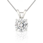 Round Cut Solitaire Moissanite Necklace - Double Loop Bail With Box Link Chain. Fixed Price $394.95.