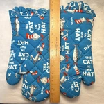 Dr. Seuss Cat The Hat Blue 100% Cotton Oven Mitts Set Of 2 Machine Washable. Fixed Price $15.00.
