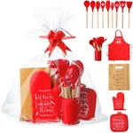Widecook Christmas Kitchen Gifts Cooking Utensils Set With Holder Apron Pot. Fixed Price $63.38.