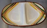 1940'S Vernonware Pottery Homespun Hand Painted Divided Serving Dish Set Of 2. Fixed Price $11.88.