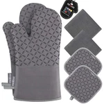 Kegouu Oven Mitts And Pot Holders 6PCS Set, Kitchen Glove High Heat Gray. Fixed Price $28.64.