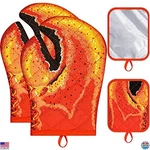 4-PACK Heat-resistant Lobster Claw Oven Mitts & Potholders Quilted Cotton Set. Fixed Price $27.98.