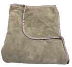 Brookstone Nap Taupe Tan Brown 2 Ply Blanket Satin Trim Throw Travel Lap Luxury. Fixed Price $69.99.